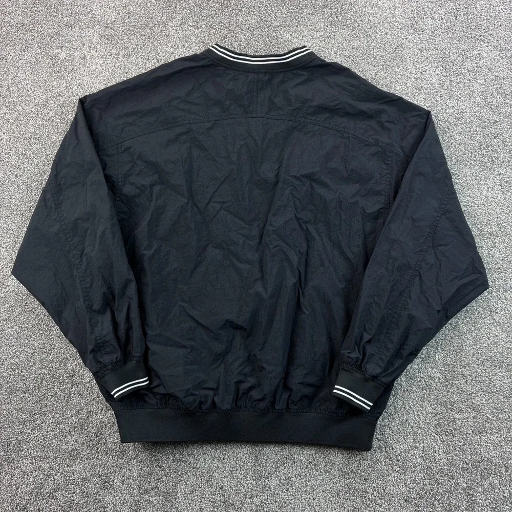 Vintage Nike Windbreaker Jacket Mens XL Black Nylon V-Neck Pullover Swoosh 90s